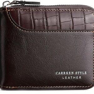 Men Wallets, Small Bifold Leather, with Coin Pocket  (Dark brown)